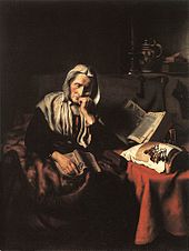 Old Woman Dozing by Nicolaes Maes (1656)